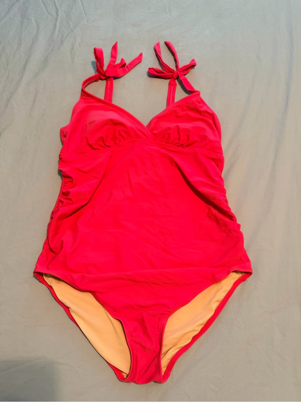 Isabel Maternity by Ingrid & Isabel Bright Pink Tie-Shoulder One-Piece Swim